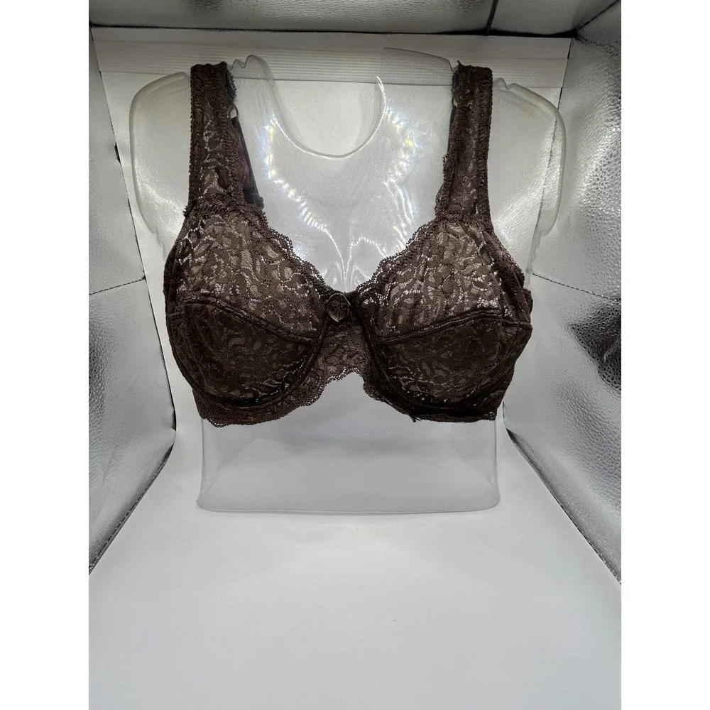 Brown Floral Lace Unlined Underwire Bra Full‎ Coverage MOB1321 34D
